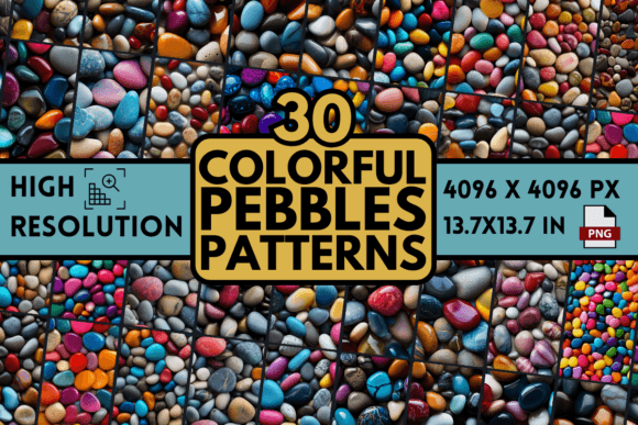 32 Pebble Stone Patterns - Colorful: A Creative Resource for Designers and Entrepreneurs