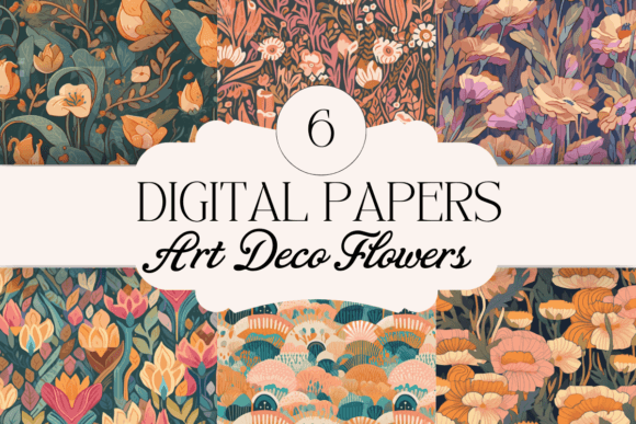 Art Deco Flowers Seamless Patterns
