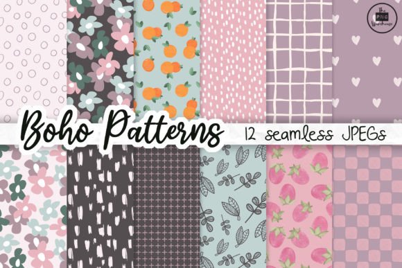 Boho Patterns - 12 Seamless Patterns: A Creative Resource for Designers and Artists