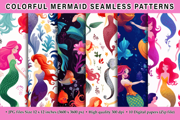 Colorful Mermaid Seamless Patterns: A Creative Resource for Designers