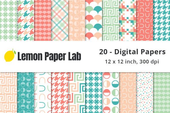 Coral and Teal Digital Patterns: A Versatile Resource for Creative Projects