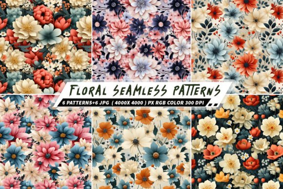 Floral 6 Seamless Patterns Background: A Modern Design Asset for Creatives and Businesses