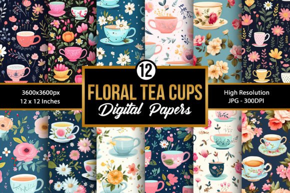 Floral Tea Cups Digital Paper Patterns: A Creative Resource for Craft Enthusiasts