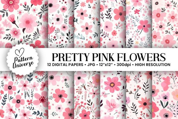Pretty Pink Flowers Seamless Patterns for Creative Projects
