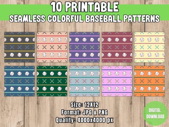 Seamless Colorful Baseball Patterns