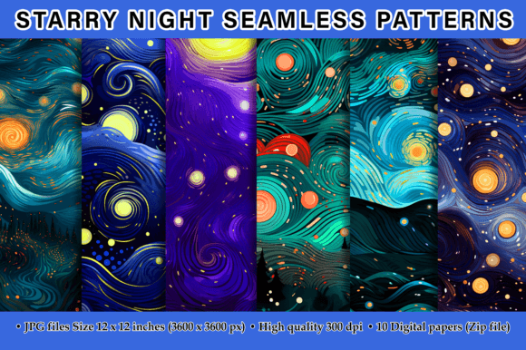 Starry Night Seamless Patterns