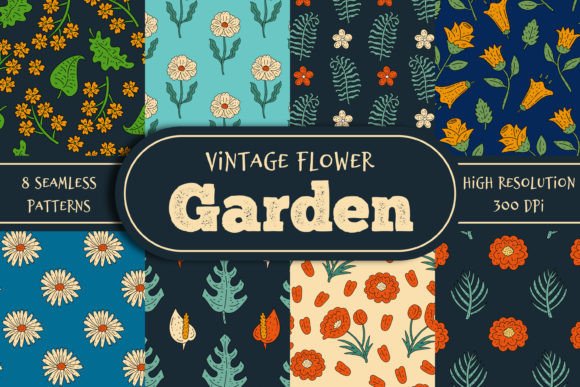 Vintage Flower Garden Seamless Patterns