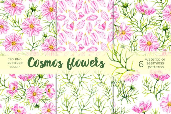 Watercolor Cosmos Patterns PNG, JPG: A Creative Resource for Designers and Artists