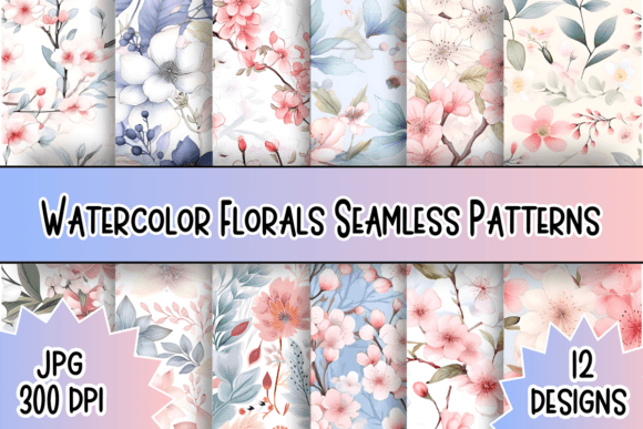 Watercolor Florals Seamless Patterns