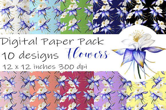 Watercolor Flowers Blue Patterns