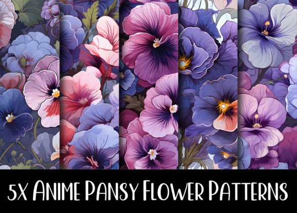 Whimsical Anime Pansy Flower Patterns Collection